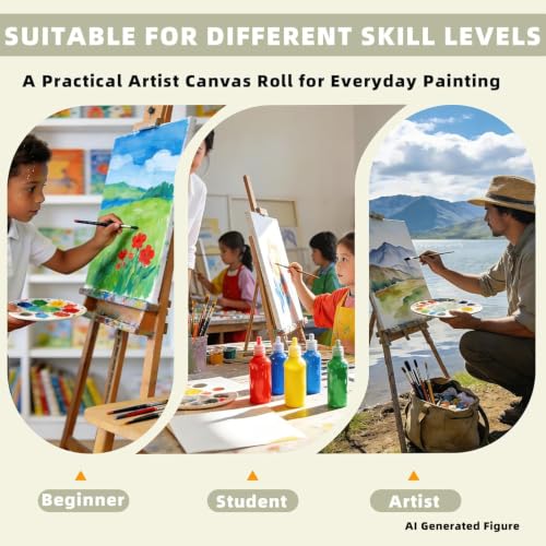 29.92" x 16 ft Cotton Linen Blend Canvas Roll for Painting,12 oz Triple Acrylic Gesso Primed Artist Canvas Roll,Unstretched Canvas Fabric for Oil Painting,Professional Artists & Art Students - size: 29.92 in × 16 ft