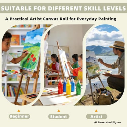 29.92" x 16 ft Cotton Linen Blend Canvas Roll for Painting,12 oz Triple Acrylic Gesso Primed Artist Canvas Roll,Unstretched Canvas Fabric for Oil Painting,Professional Artists & Art Students - size: 29.92 in × 16 ft
