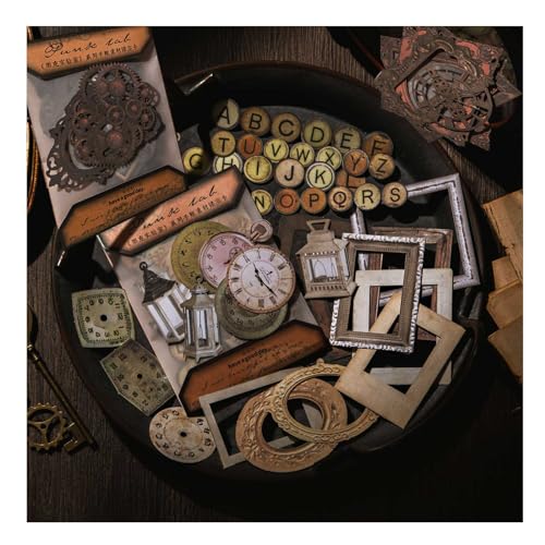 Vilikya 120pcs Steampunk Junk Journal Supplies, Small Vintage Scrapbook Materials Paper for Journaling Kit, Scrapbooking Ephemera, Punk Collage Cards for Dark Academia Home Room Decor