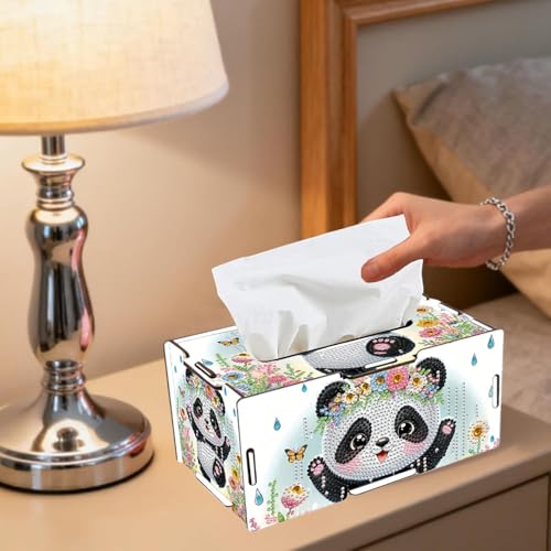 LSQFS DIY Diamond Art Tissue Box Kit,Home Office Decor, Ideal Handmade Gift - color: Panda 1
