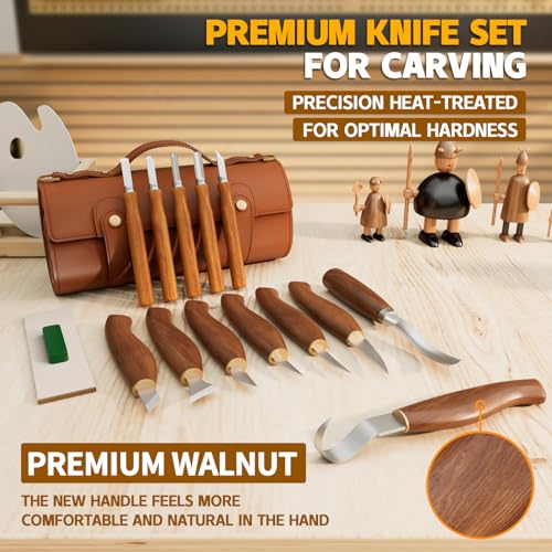 IMYMEE Deluxe Wood Carving Kit，Wood Carving Tools Set with Large Storage Case，Wood Carving Knife Set-Whittling Kit with 8 Pcs Whittling Knives& 5 Detail Knives for Beginners and Hobbyists