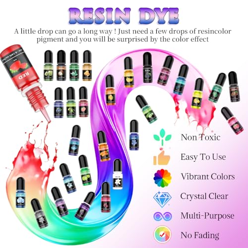 Epoxy Resin Pigments - 30 Colors Resin Color Pigment, Highly Concentrated Liquid Epoxy Resin Dyes for Resin Art, DIY Jewelry Making, Crafts and More. (30 Colors) - color: 30 Colors