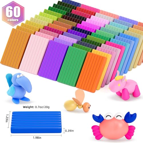 CiaraQ 60-Color Polymer Clay Oven Bake Modeling Kit - color: 60 Colors, size: 20g / pcs