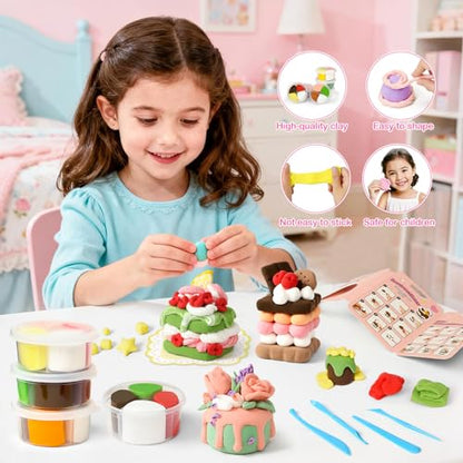 Air Dry Clay for Kids Modeling Clay Kit, 12 Boxes Model Magic Molding Clay with Tools & Tutorial, Non-Sticky, Arts and Crafts for Kid Ages 4-8 8-12 Girl Birthday Gift, Cake Party Favor Classroom Prize