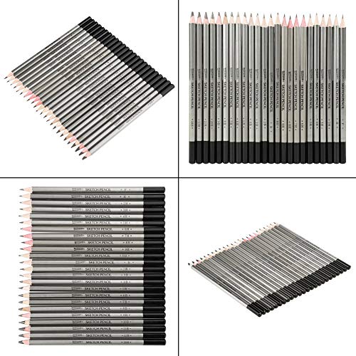 HEEPDD 24Pcs Drawing Sketching Pencil Set, Art Graphite Shading Pencils | Art Graphite Drawing Pencil Colored Paint Pencil 9H-14B for Beginners ProArtists