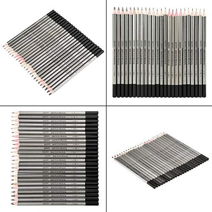 HEEPDD 24Pcs Drawing Sketching Pencil Set, Art Graphite Shading Pencils | Art Graphite Drawing Pencil Colored Paint Pencil 9H-14B for Beginners ProArtists