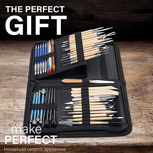 TEMONTIAN Clay Sculpting Tools for Pottery, Polymer & Air Dry Clay, 44 PCS - color: BROWN