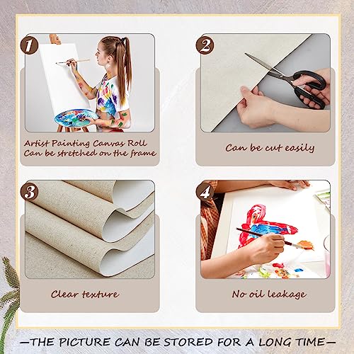 Fuutreo 8 Yard Long x 36" Wide / 63'' Wide Large Canvas Roll 12 oz Cotton Triple Primed Canvas Roll Gesso Artist Painting Backdrop(36" Wide x 8 Yard Long) - size: 36" Wide x 8 Yard Long