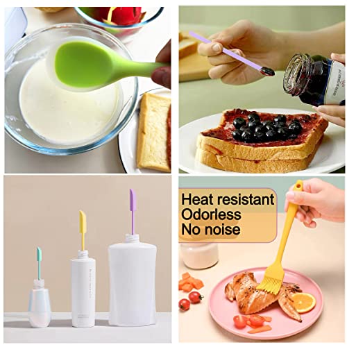 KLAQQED 9Pcs Spatulas Silicone Heat Resistant Silicone Spatula Set Small Mini Long Jar Spatulas for Nonstick Cookware, Rubber Silicone Spoon Spatula Set for Baking Mixing Cooking Kitchen Utensils Set - color: Colorful