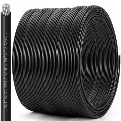 Relaxweex 175Ft 4 AWG XHHW-2 Aluminum Building Wire - UL Listed 600V 75A 90°C Stranded Cable for Residential, Commercial and Industrial Power Distribution Systems - size: 175Ft