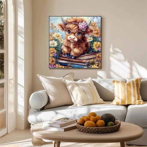 HighlandCow Square Diamond Art Kits for Adults,Healing Diamond Painting | Diamond Art Kit for Beginners, 5D DIY Full Drill Diamond Painting Gem Art, Home Wall Art Gifts(14x14inch) - color: DP03650