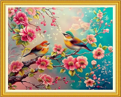 Funchey Stamped Cross Stitch Kits, DIY Cross Stitch Pattern for Adults Beginners Needlepoint Kits Embroidery Kit Arts and Crafts 11CT-Birds on the treetops 16x20 inch - color: Handicraft patterns01
