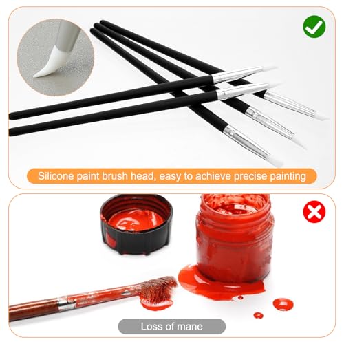 15 Pack Silicone Paint Brushes for Art Crafting Sculpting, Flexible Rubber Heads with 5 Multiple Shapes, Pottery Clay Ceramic Modeling Nail Art DIY Projects Artists Tools