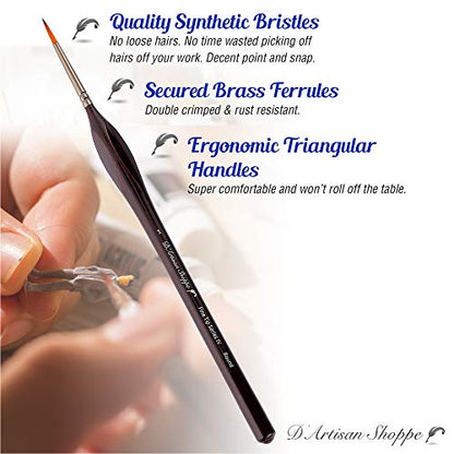 Professional Detail Paint Brushes Set - Size 1 Round Fine Tip Miniature Brushes for Adult Tabletop Gaming, Model Making, Precision Art & Hobby Painting - style: 4pc Round Tip (Size 1)