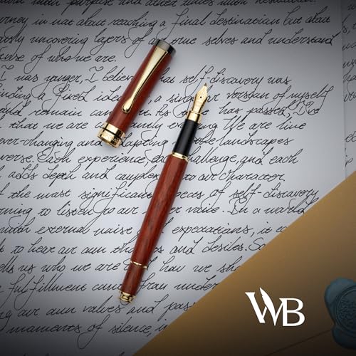 Wordsworth & Black Luxury Bamboo Rose Calligraphy Pen Set, 6 Nibs | Fountain Ink Bottle, Cartridges , Refill Converter, Gift for Men , Women, Smooth Writing, Journaling , Lettering - color: Rosewood