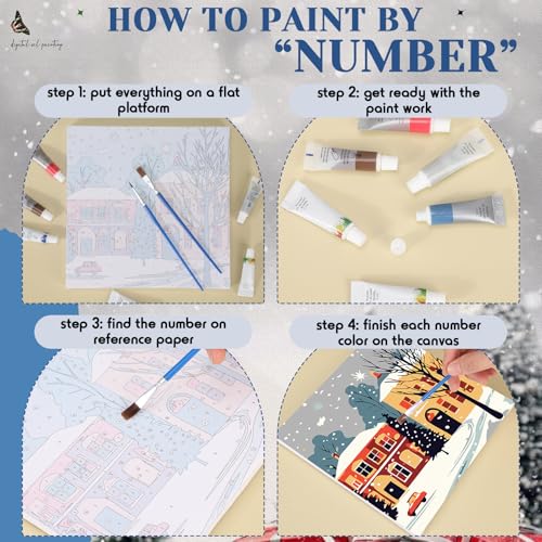 Nezyo 12 Sets Paint by Numbers Kit with Frame for Adult, 8 X 8 Inch | Easy DIY Acrylic Painting for Beginners, Ideal Birthday Gift, Art Party Classroom Activity, Winter Holiday Themed Canvas - style: Winter