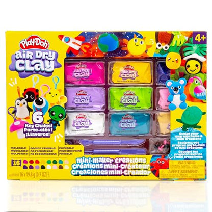 Play-Doh Air Dry Clay Mini Maker Creations, Makes 6 Keychains - color: Keychains, size: 6 Pack