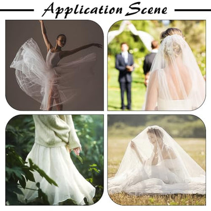 39.4x63 Inch White Tulle Mesh Net Fabric by The Yard for Sewing | Breathable Netting Sheer Tulle Polyester Fabrics Soft Voile Solid Mosquito Cloth for Making Crafts Wedding Dresses Clothes - color: White