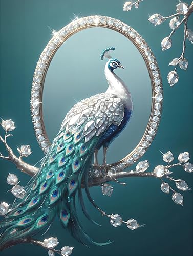Yeadiffy Diamond Art Painting Kits for Adults Diamond Art Kits for Adults Beginners,5D Translucent Gems Diamond Painting,DIY Full Drill Diamond Gem Art and Crafts 12x16inch (Peacock) - color: Peacock