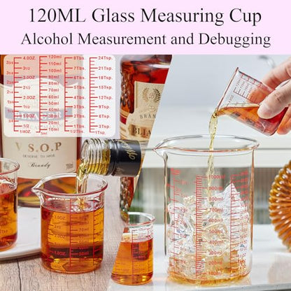 Ackers BORO3.3 Glass Measuring Cup Set, Beaker Style, 7-Piece - size: 5ml/15ml/30ml/60ml/120ml/150ml/250ml