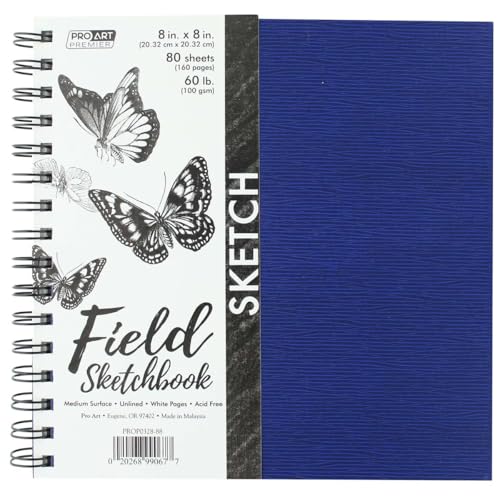 Pro Art Premium Sketch Book 8"x8" 80 Sheets, 60#, Wire, Sketch Book, Sketchbook, Drawing Pad, Pad, Drawing Paper, Art Book, Paper, Sketchbook for - color: 8x8 Wire
