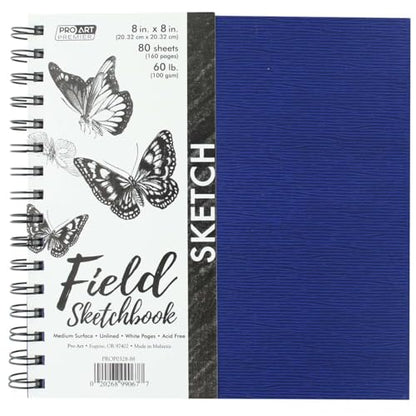 Pro Art Premium Sketch Book 8"x8" 80 Sheets, 60#, Wire, Sketch Book, Sketchbook, Drawing Pad, Pad, Drawing Paper, Art Book, Paper, Sketchbook for - color: 8x8 Wire