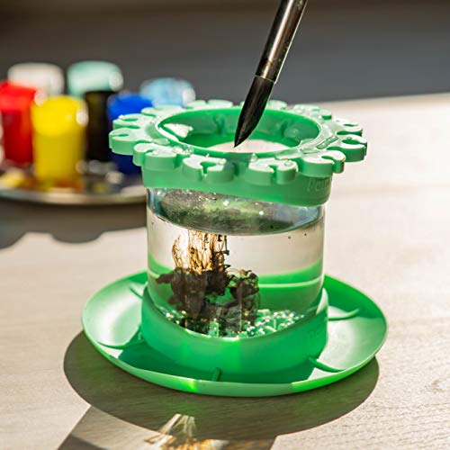 Ultimate Rinse Cup Paint Brush Cleaner, Mug (4 in), Green | Non-Spill Paint Water Cup & Brush Cleaner, Brush Holder, Squeegee Lips & Drip Tray, Acrylic, Watercolor, Art Supplies - color: Green, size: Mug