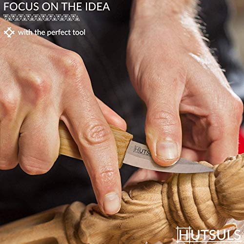 Hutsuls Wood Whittling Kit for Beginners - Razor Sharp Wood Carving Knife Set in Beautifully Designed Gift Box, Whittling Knife for Kids and Adults (8 Pieces) - color: ashwood