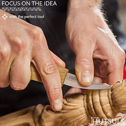 Hutsuls Wood Whittling Kit for Beginners - Razor Sharp Wood Carving Knife Set in Beautifully Designed Gift Box, Whittling Knife for Kids and Adults (8 Pieces) - color: ashwood