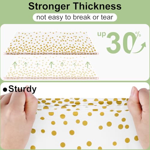 3 Packs Dot Disposable Table Cloth, 54 x 108 Inch Waterproof Plastic Tablecloth, Rectangle Gold Dots in White Table Covers for Picnic, Birthday, Party and Back to School - color: Gold in White, size: 54" x 108"
