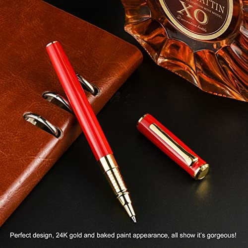 YIVONKA Luxury Ballpoint Pen Black Refill Line width 0.5mm,Best Office Pen Gift for Men & Women Professional Executive,Nice BallPens Classy Gift Box (Red) - color: Red