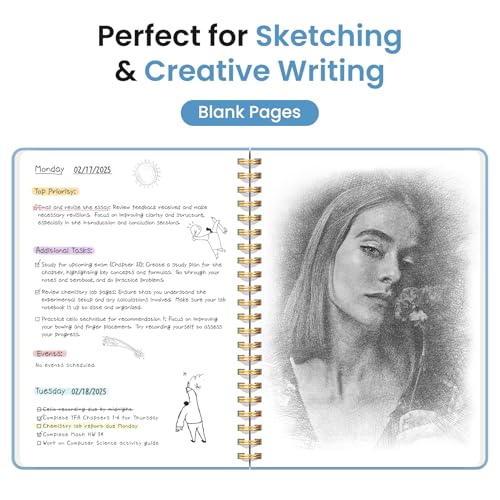 Taja Blank Spiral Journal Notebook for Women & Men, 140 Pages, Sketch Book, Plain Notebook for Drawing & Sketching, Journals for Creative Writing, A5(5.7" x 7.9") – Blue - color: D.Blue, style: d-Blank