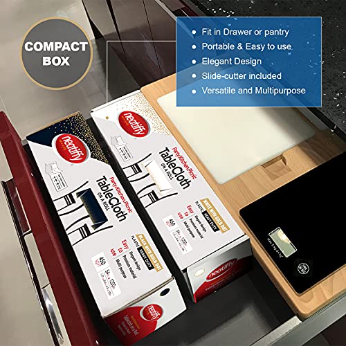 Neatiffy Disposable Plastic Table Cloth Roll with Slide Cutter | Waterproof Cover for Rectangle, Square, Oval Tables | Picnic, Party, Banquet, Birthdays, Weddings - White Gold Dots - color: White Golden Dot, size: 54 inches X 100 feet