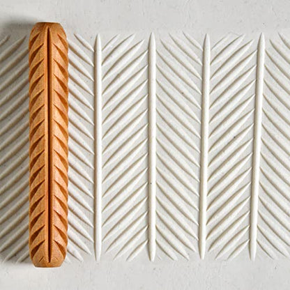 MKM Pottery Tools Wood Hand Rollers for Clay (HR-62 Herringbone) - size: HR-62 Herringbone