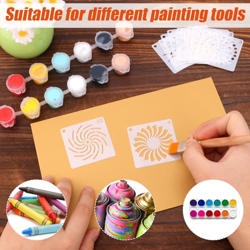 BOXOB 60pcs Mandala Stencils, 2x2 Inch Reusable Mandala Stencils | for Painting, Drawing, Crafts, Art Projects - style: A