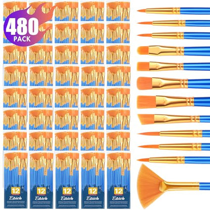 ESRICH Paint Brushes, 40Pack 480pcs Paint Brush for Acrylic Painting - size: 480p