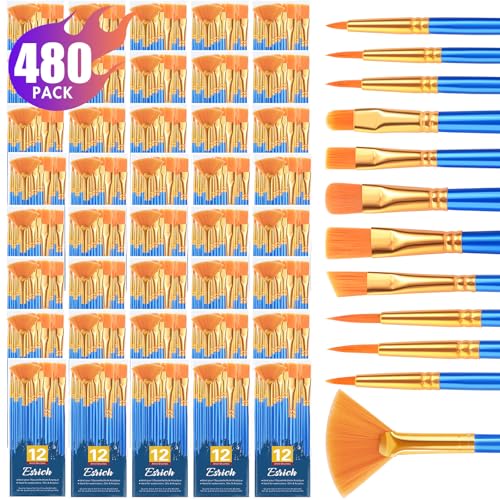 ESRICH Paint Brushes, 40Pack 480pcs Paint Brush for Acrylic Painting - size: 480p