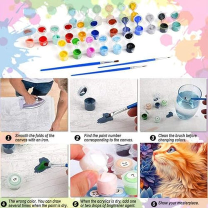 Arttoplus Cat Paint by Numbers Kit for Adults Beginner 16x20 inch - color: MT22586-US