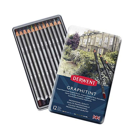 Derwent Graphitint Pencils, Metal Tin, 12 Count (0700802) - size: 1 Count (Pack of 12)