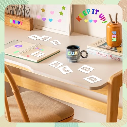 80Pcs Letter Stencils Reusable Alphabet and Number Stencil,1Inch&2Inch | Small Stencil Letters for Crafts,Letter Drawing Stencils,on Wall,DIY Art Project,Rock,Fabric,Chalkboard - size: 1Inch&2Inch