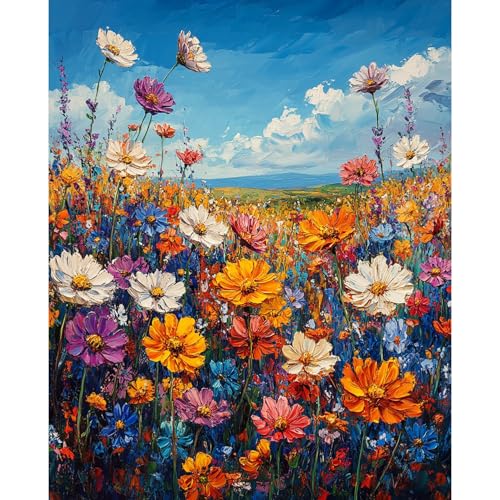 Flowers Paint by Numbers Kit for Adults Beginner Floral Oil Painting Kit Adult Paint by Number Kits on Canvas Wildflower DIY Painting for Beginners Art by Numbers for Gifts Home Wall Decor 16x20 Inch - color: YF037