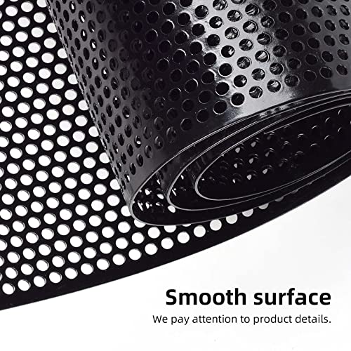 AggAuto Universal 40"x13" Car Grill Mesh 4mm Round Hole Black | Aluminum Alloy Automotive Grille Insert Bumper, One of the Most Multifunctional Shape Grids 100x33cm - size: 4mm Round Hole - Black