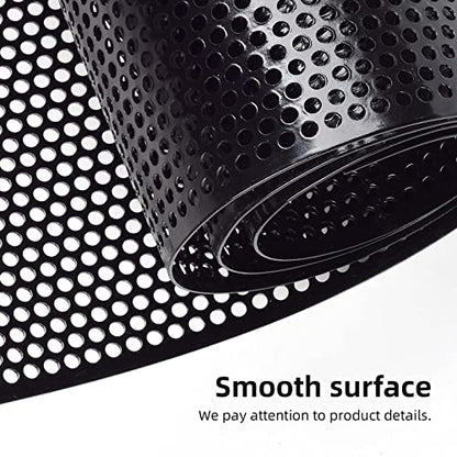 AggAuto Universal 40"x13" Car Grill Mesh 4mm Round Hole Black | Aluminum Alloy Automotive Grille Insert Bumper, One of the Most Multifunctional Shape Grids 100x33cm - size: 4mm Round Hole - Black