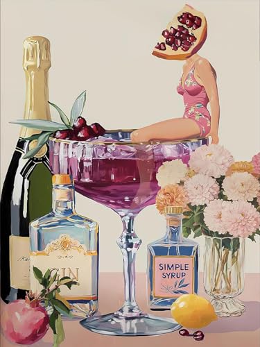DAZZLEDOTS Diamond Art Kits for Adults, Cocktail 5D Round Diamond Painting | Diamond Art for Beginners Women Fruit Cocktail DIY Full Drill Paint by Diamonds Dot Gem Art for Home Wall Decor 12x16Inch - color: DT118