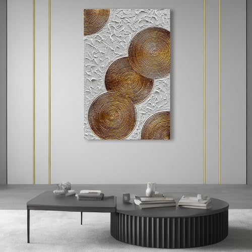 Art 45x30 inch Hand-Painted White and Tan Texture Oil Painting Large Modern Abstract Canvas Art Home Wall Decoration - color: Dn172