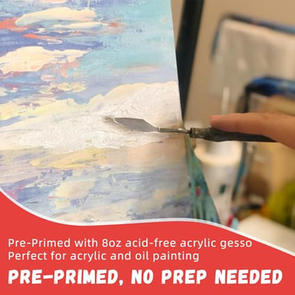 12 x 12 inch 12 Pack Painting Canvas Boards- Gesso Primed | Acid-Free 100% Cotton Canvas Panels for Acrylics Oil Watercolor Tempera Paints - size: 12"x12"