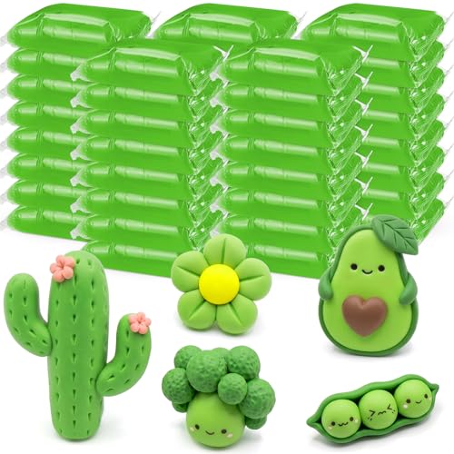 VioraWhite 40 Pcs 21 oz Air Dry Clay Bulk Modeling Clay,Green | Ultra Lightweight Foam Modeling Clay for Kids Adults, DIY Crafts Party Arts, School Project Gifts Supplies - color: Green