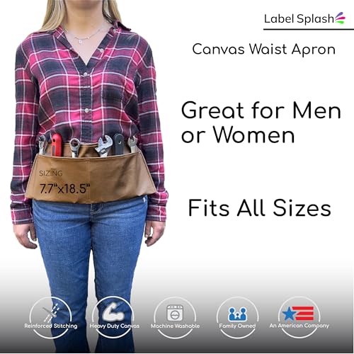 2 Pocket Canvas Work Waist Nail Apron Belt Washable Tool Utility Gardening Woodworkers Roofers Artists & Crafts - color: Caramel 4 Pack