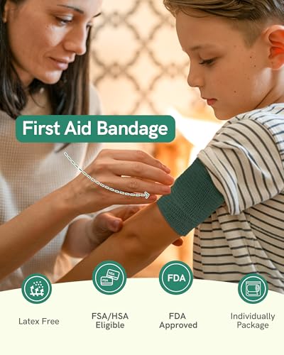 FriCARE Self Adhesive Bandage Wrap, Medical Tape in First Aid Kit | Elastic Cohesive Bandages for Sports/Vet/Wrist Ankle Wounds, 2 Inches X 5 Yards, Latex-free 6 Rolls, Hunter Green - color: Hunter Green