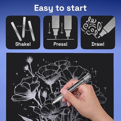 ARTISTRO Silver Paint Pens - Extra-Fine Tips - Set of 5 - color: Silver